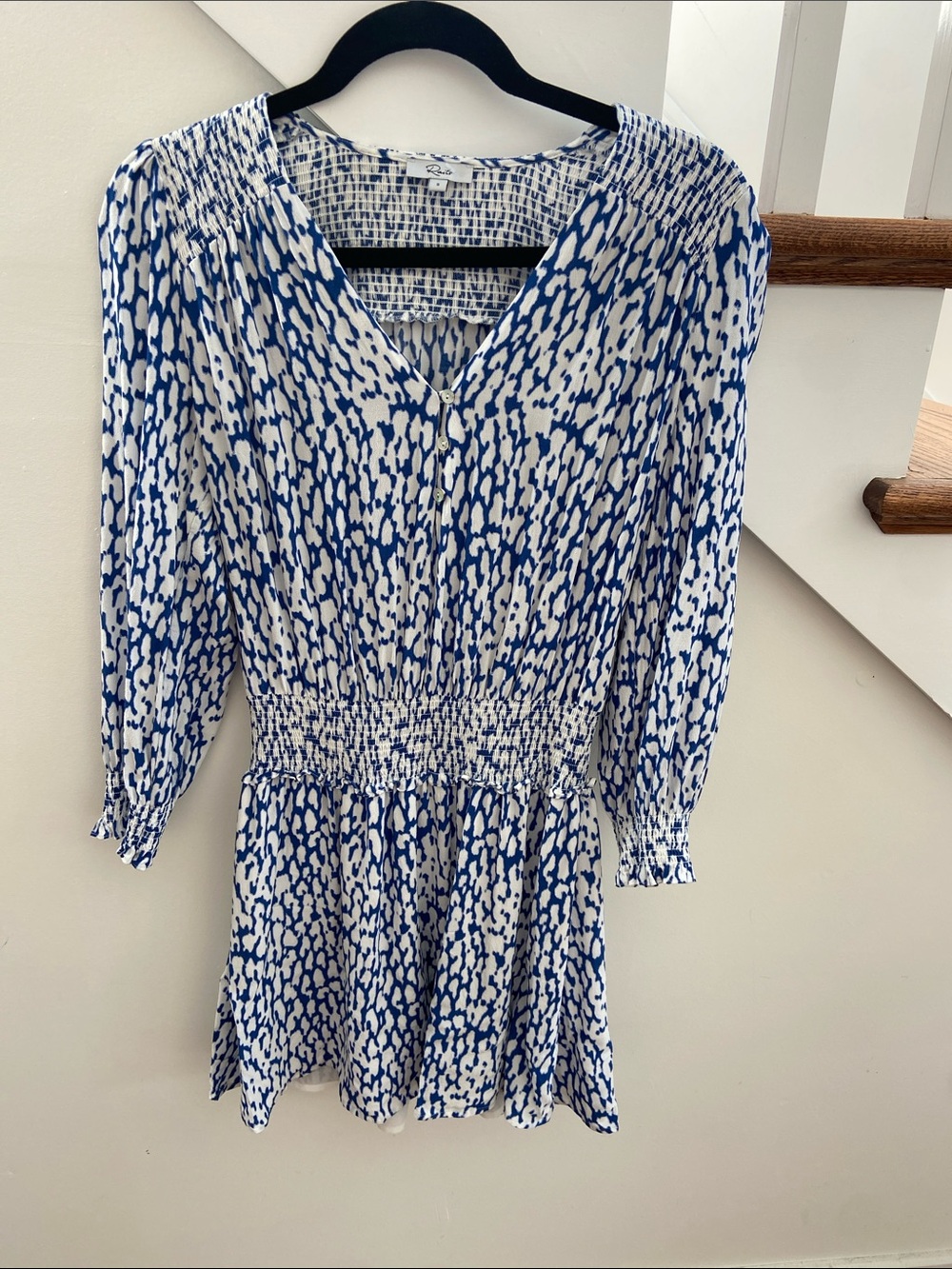 Rails Blue and White Printed Smocked-Waist Tunic